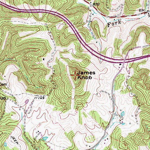 Topographic Map of James Knob, WV