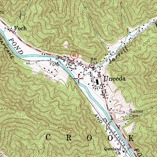 Topographic Map of Jarrell Branch, WV