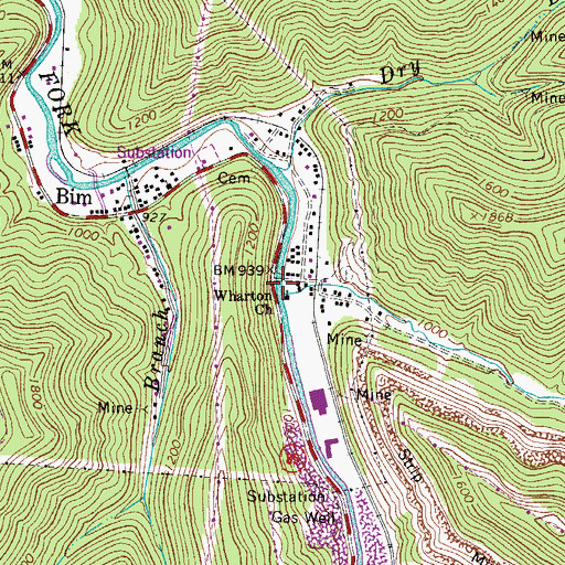 Topographic Map of Jarrell Branch, WV