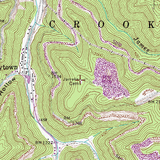 Topographic Map of Jarrells Cemetery, WV