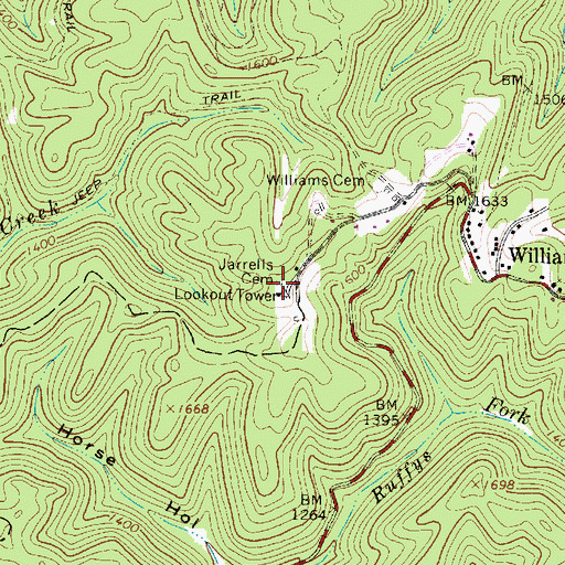 Topographic Map of Jarrells Cemetery, WV
