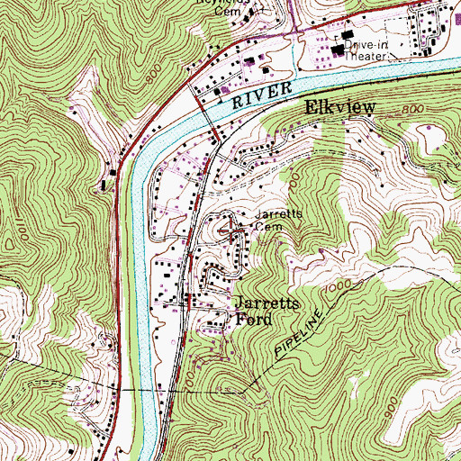 Topographic Map of Jarretts Cemetery, WV