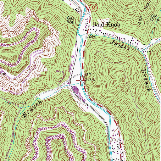 Topographic Map of Jasper Workman Branch, WV