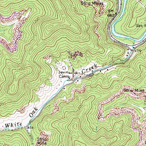 Topographic Map of Javins Cemetery, WV