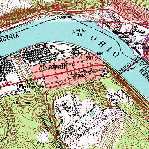 Topographic Map of Jefferson School (historical), WV