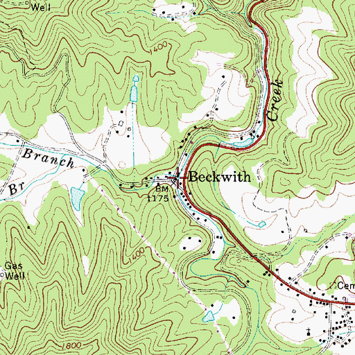 Topographic Map of Jenkins Branch, WV