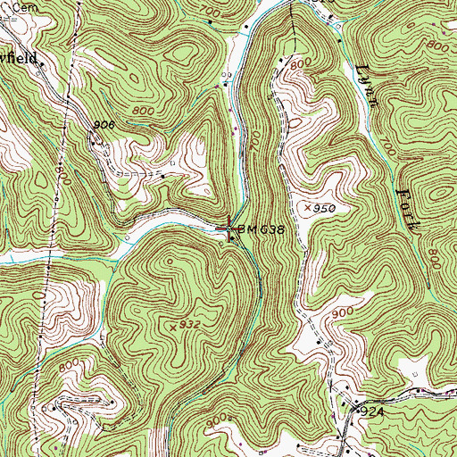 Topographic Map of Jenkins Branch, WV