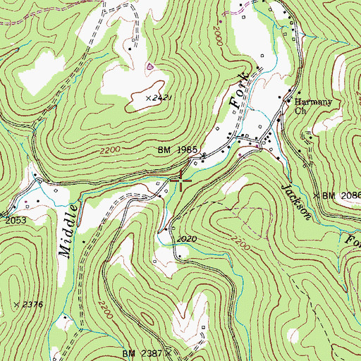 Topographic Map of Jenks Fork, WV