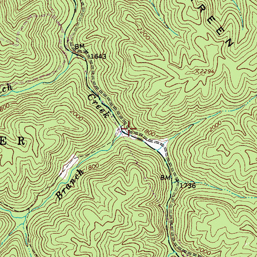 Topographic Map of Jenny Branch, WV