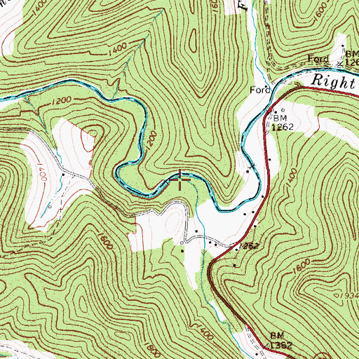 Topographic Map of Jerry Run, WV