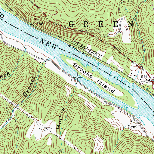Topographic Map of Jerrys Hollow, WV