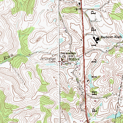 Topographic Map of Jerusalem Cemetery, WV