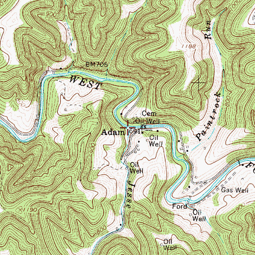 Topographic Map of Jesse Run, WV