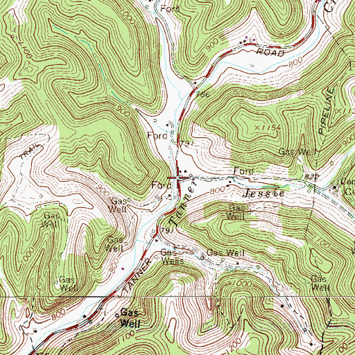 Topographic Map of Jessie Run, WV