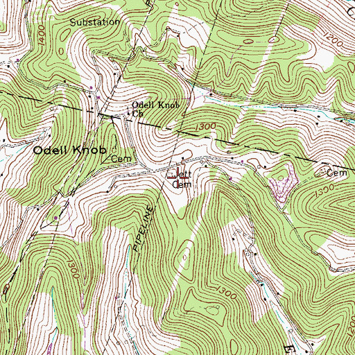 Topographic Map of Jett Cemetery, WV