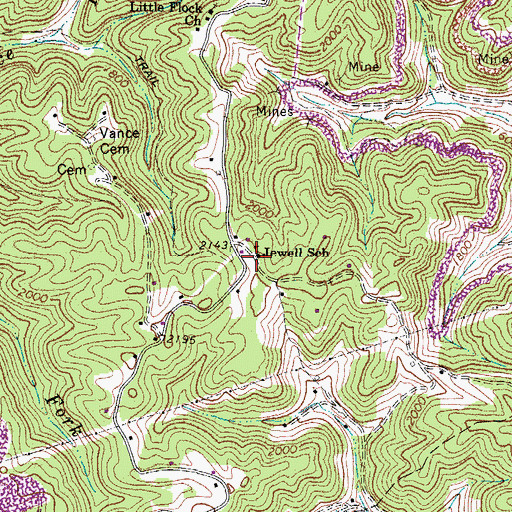 Topographic Map of Jewell School (historical), WV