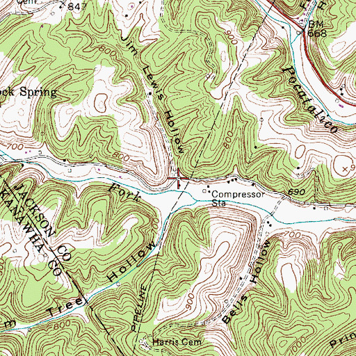 Topographic Map of Jim Lewis Hollow, WV