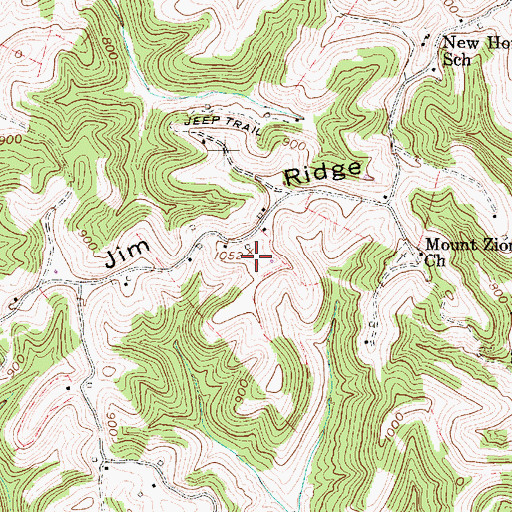 Topographic Map of Jim Ridge, WV