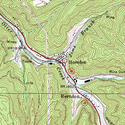 Topographic Map of Jims Branch, WV