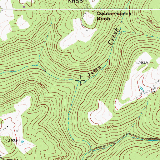 Topographic Map of Jims Creek, WV