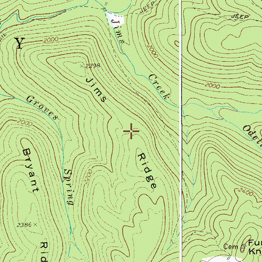 Topographic Map of Jims Ridge, WV