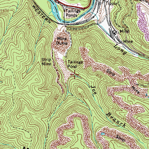 Topographic Map of Joe Branch, WV