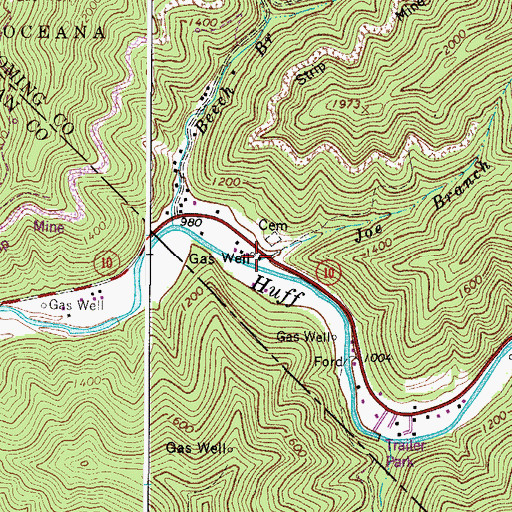Topographic Map of Joe Branch, WV