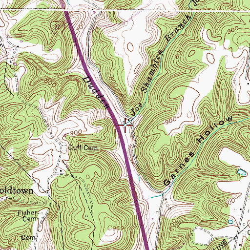 Topographic Map of Joe Shamblen Branch, WV