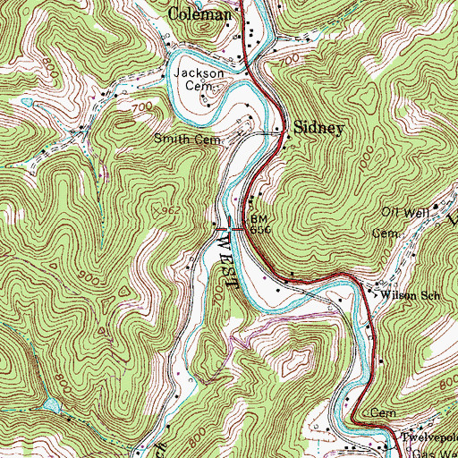 Topographic Map of Joels Branch, WV