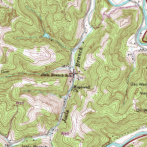 Topographic Map of Joels Branch School (historical), WV