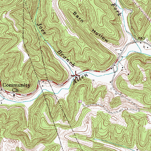 Topographic Map of Joes Branch, WV
