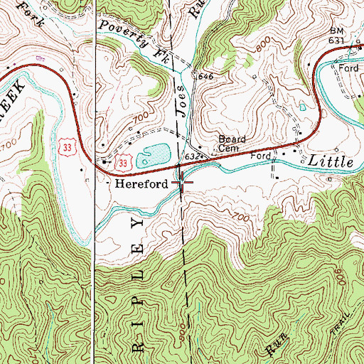 Topographic Map of Joes Run, WV