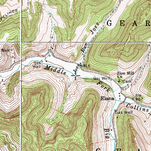 Topographic Map of Joes Run, WV