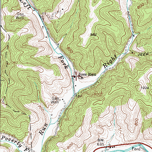 Topographic Map of Joes Run Church, WV