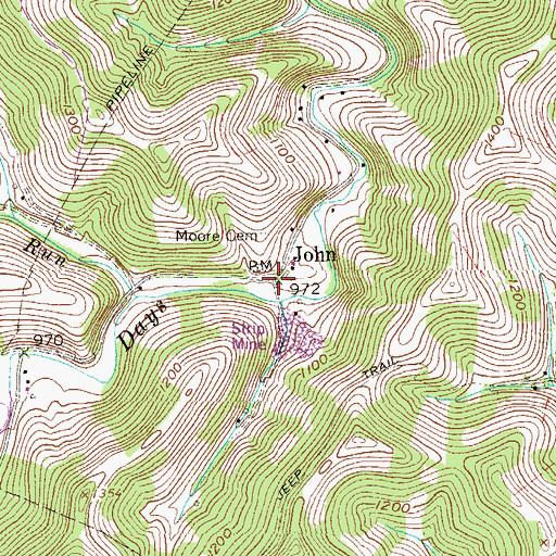 Topographic Map of John, WV