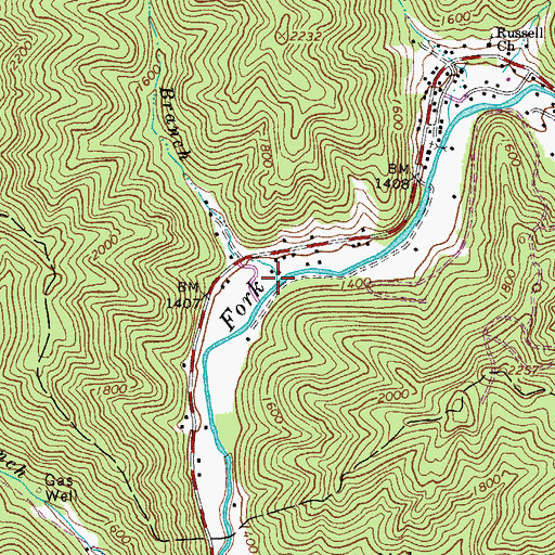 Topographic Map of John O Branch, WV