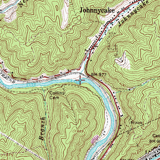 Topographic Map of Johnnycake Branch, WV