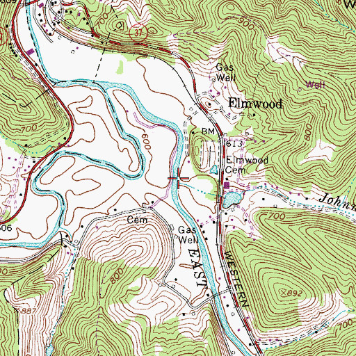 Topographic Map of Johnnys Branch, WV