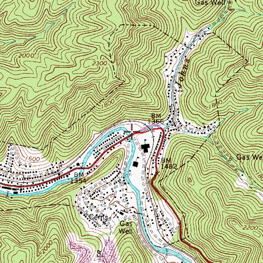 Topographic Map of Johns Branch, WV