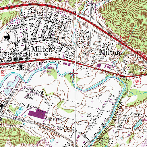 Topographic Map of Johns Branch, WV