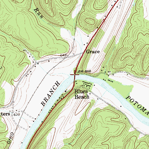 Topographic Map of Johns Run, WV