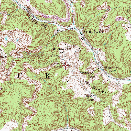 Topographic Map of Johnson Cemetery, WV