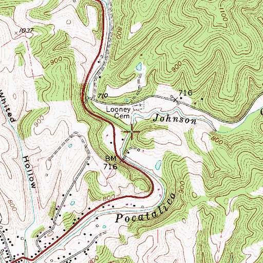 Topographic Map of Johnson Creek, WV