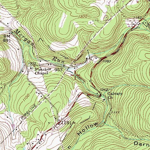 Topographic Map of Johnson Hollow, WV