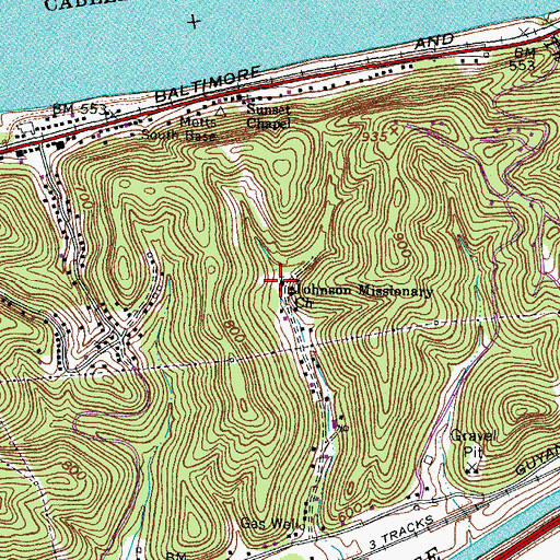 Topographic Map of Johnson Missionary Church, WV