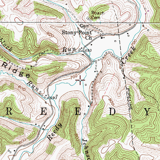 Topographic Map of Johnson Run, WV