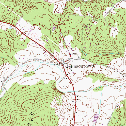 Topographic Map of Johnsontown, WV
