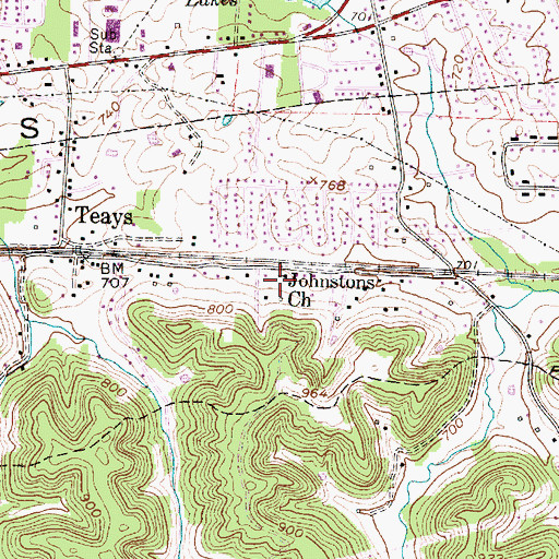 Topographic Map of Johnsotons Church, WV