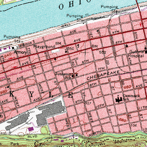 Topographic Map of Johnston Elementary School (historical), WV