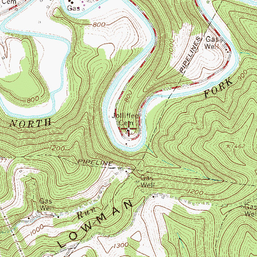 Topographic Map of Jolliffee Cemetery, WV